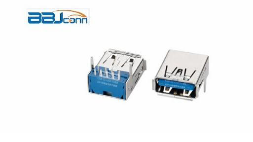 USB 3.0母座DIP 90度藍(lán)色膠芯直腳